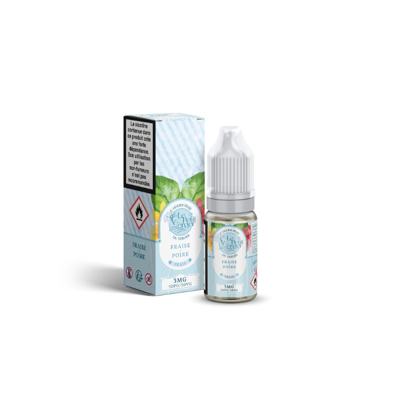 E-liquide Fraise Poire Frais 10ml de Le Petit Verger, une fusion fruitée et rafraîchissante | Eleciga