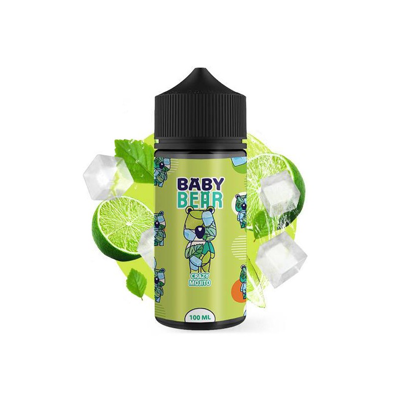 E-liquide Crazy Mojito 100ml Baby Bear - Surdosé en Arômes, Saveur Délicieuse de Cocktail Citron Vert, Sucre et Menthe | Eleciga