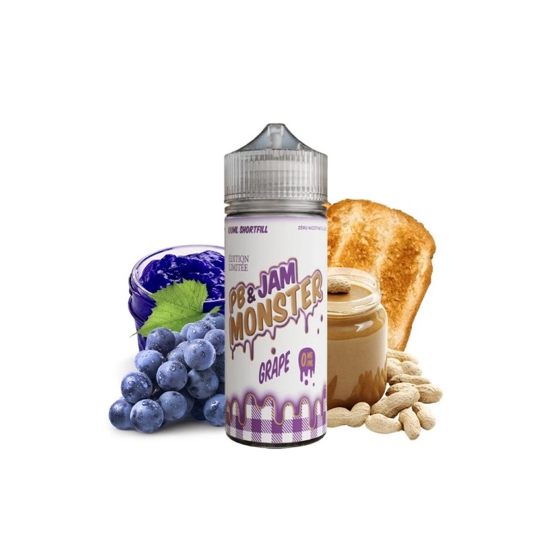 E liquide Grape 00mg 100ml -  PB & Jam Monster by Monster Vape Labs | Eleciga