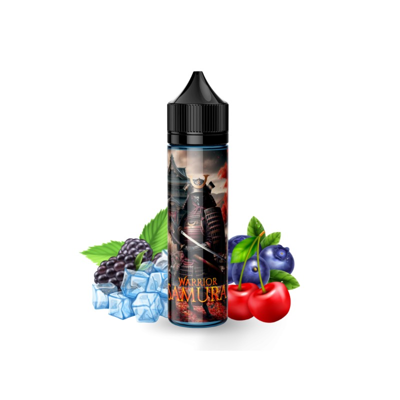 E-Liquide Samuraï Warrior 50ml – Saveur Cerise, Framboise Bleue et Cassis, Frais | Eleciga