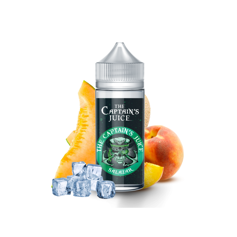 E-Liquide Salazar 00mg 100ml - The Captain's Juice | Saveur Melon Rosée & Pêche Fraîche  | Eleciga CONTENANCE  100ml