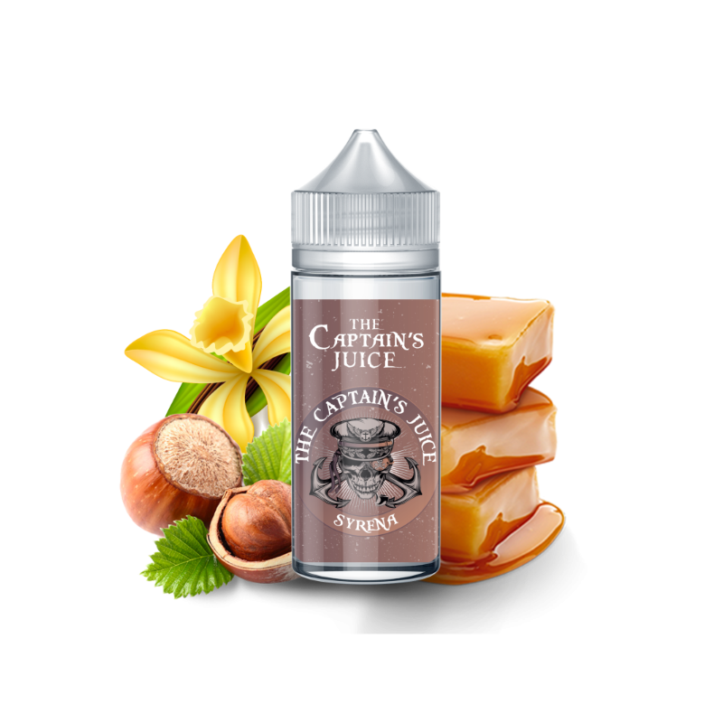 E-liquide Syrena 00mg 100ml surdosé - The Captain's Juice | Saveur Montecristo Vanille, Caramel & Noisette |  Eleciga