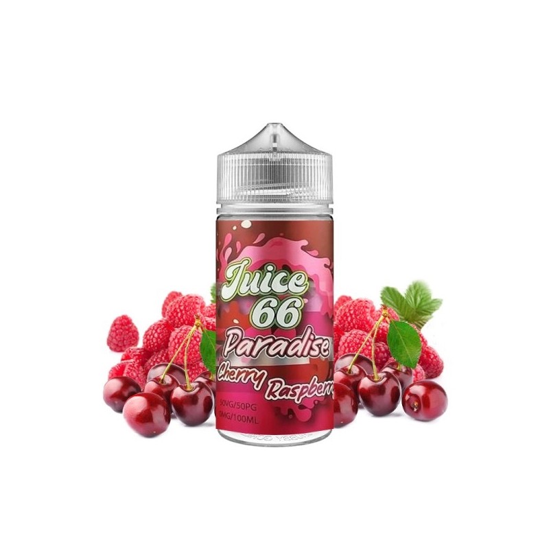 E-liquide Cherry Raspberry 00mg 100ml surdosé en arômes – Juice 66 | Cerise et Framboise | Eleciga