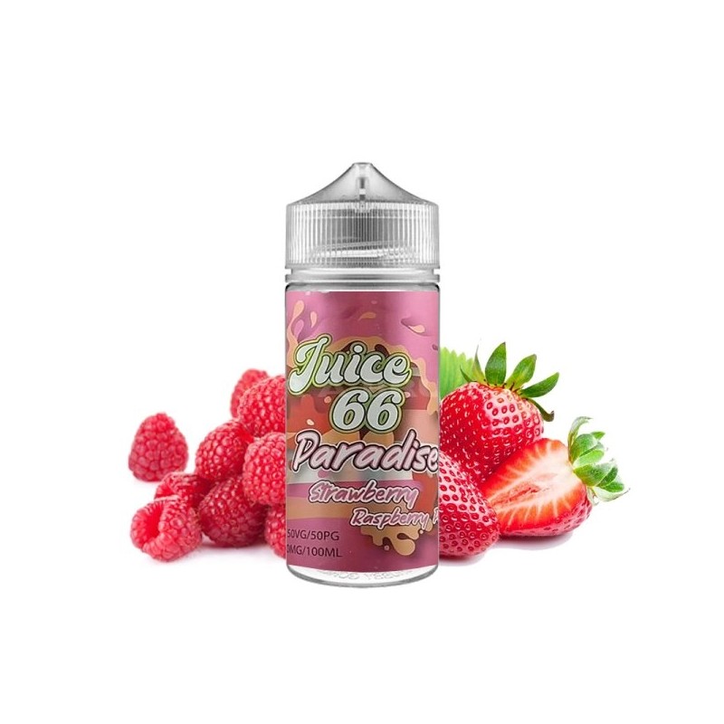 E-liquide Strawberry Raspberry Peach 00mg 100ml surdosé en arômes – Juice 66 | Fraise, Framboise et Pêche | Eleciga