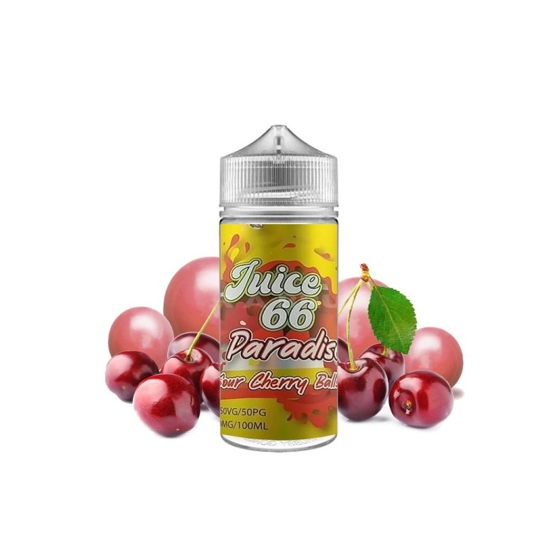 E-liquide Sour Cherry Balls 00mg 100ml surdosé en arômes – Juice 66 | Bonbons Cerise Acidulés | Eleciga