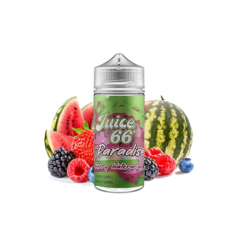 E-liquide Berry Watermelon 00mg 100ml surdosé en arômes – Juice 66 | Pastèque et Fruits Rouges | Eleciga