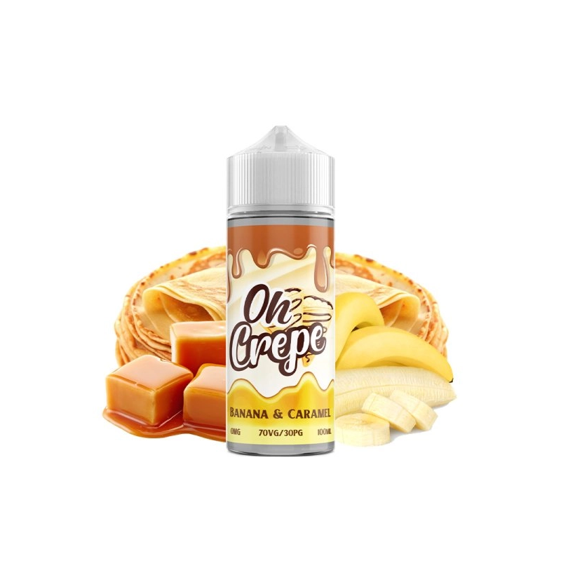 E-liquide Banana & Caramel 100ml – VapeIQ Oh Crepe | Banane et Caramel Gourmand | Fabriqué au Royaume-Uni | Eleciga CONTENANCE  100ml