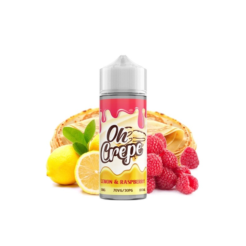 E-liquide Lemon & Raspberry 100ml - VapeIQ Oh Crepe | Citron et Framboise Acidulés | Fabriqué au Royaume-Uni | Eleciga CONTENANCE  100ml