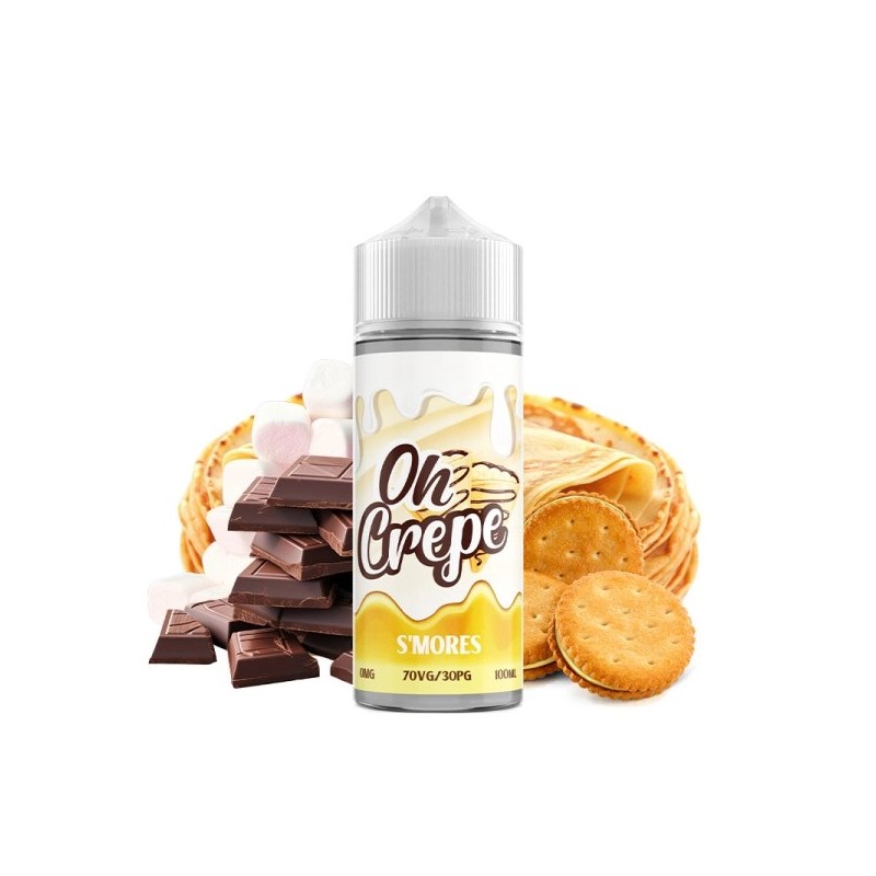 E-liquide S'Mores 100ml – VapeIQ Oh Crepe | Guimauve, Chocolat et Biscuit | Fabriqué au Royaume-Uni | Eleciga CONTENANCE  100ml