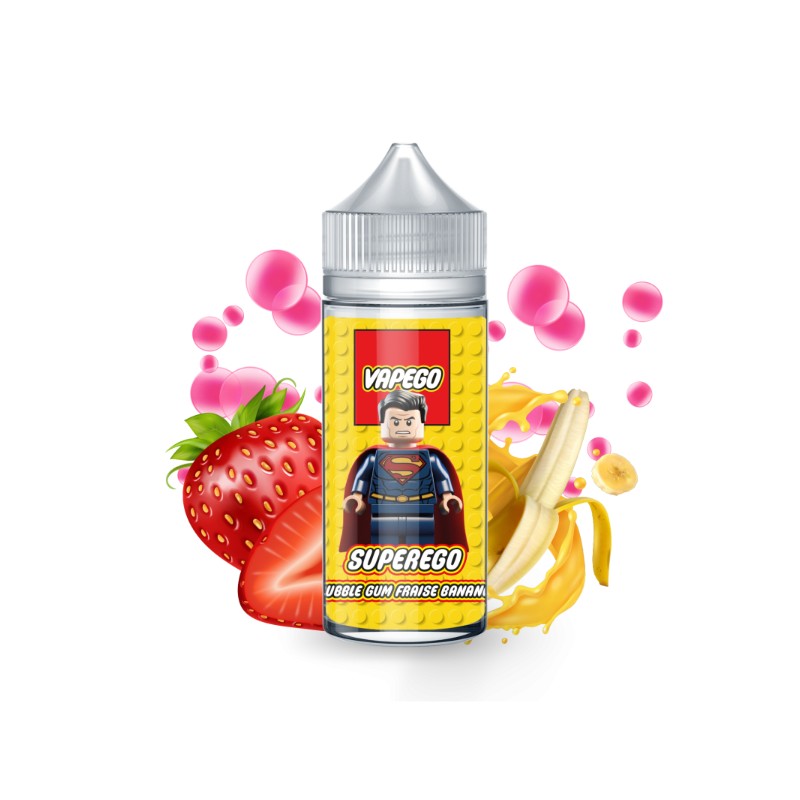 E-liquide Supergo 100ml - Vapego | Saveurs Bubble Gum, Fraise & Banane | Eleciga CONTENANCE  100ml