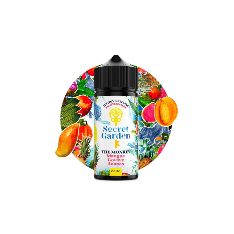 E-liquide The Monkey 00mg 100ml Secret Garden, Fruité Mangue, Goyave et Ananas  - Secret's Lab | Eleciga CONTENANCE  100ml