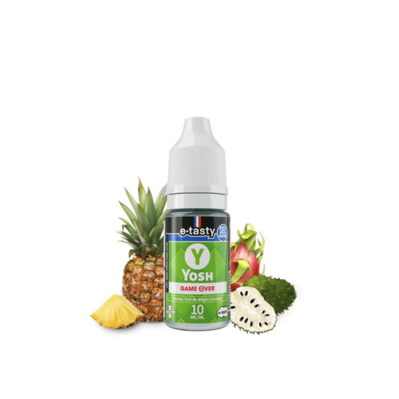 E-liquide Yosh Gameover par E-Tasty | Mix Fruité Ananas, Fruit du Dragon & Corossol | 10ml, Sels de Nicotine | Eleciga NICOTINE ( SELS ) 10mg