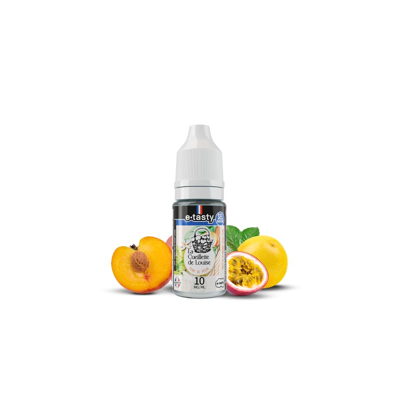 E-liquide Teint de pêche 10ml Sels de Nicotine La Cueillette de louise - Fruits de la Passion et Pêche Jaune E-tasty | Eleciga NICOTINE ( SELS ) 10mg